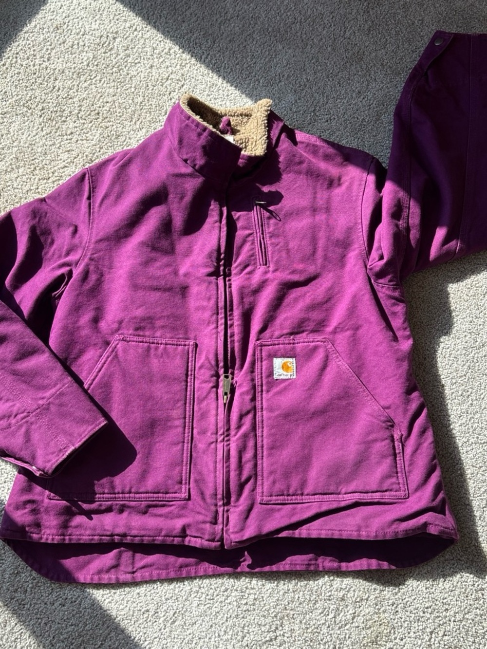 Carhartt womens Purple Sherpa-Trimmed Puffer Jacket